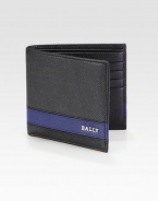 Pebbled leather billfold wallet with raised logo lettering and contrasting stripe for a signature touch.Two billfold compartmentsEight card slotsLeather11W x 10HMade in Italy