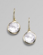 From the Lollipop Collection. Faceted clear quartz drops catch and reflect the light brilliantly within settings of 18k yellow gold. Clear quartz 18k yellow gold Drop, about 1 Diameter, about ½ Ear wire Imported