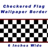 Checkered Flag Cars Nascar Wallpaper Border-6 Inch (Red Edge)