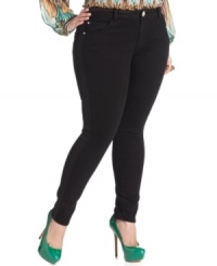 Land an on-trend look with Baby Phat's plus size skinny jeans, featuring tuxedo-styling-- they're ultra-hot!