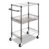 Alera 3-Tier Wire Rolling Cart, 16 by 26 by 39-Inch, Black Anthracite