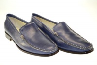 TOD'S Women's Devon Moc Leather Blue Loafers Sz 37 1/2 04D9221