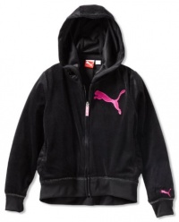 Puma - Kids Girls 7-16 Velour High Low Hoodie, Black, Medium