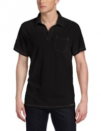 Calvin Klein Jeans Men's Solid Short Sleeve Polo, Black, Large