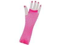 80's Neon Pink Long Fishnet Adult Gloves