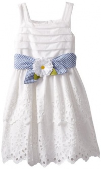 Bloome Girls 7-16 Tiered Eyelet Dress, White, 10