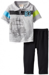 Carter's Watch the Wear Baby-boys Infant 2 Piece Short Sleeve Sweat Suit With Truck Top, Black, 24 Months