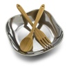 Wilton Armetale Boston 3-Piece Salad Bowl Set with Bamboo Servers, Square, 10-3/4-Inch