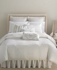 This quilted coverlet features a lush linear quilting pattern in soft, shimmering fabric that enhances this Martha Stewart Collection bedding with beautiful simplicity.