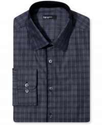 Plaid gets sophisticated with the help of the tailored, slim-fit of this Bar III dress shirt.