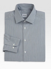 A double dose of sophisticated stripes, handsomely woven in crisp cotton.Button-frontSpread collarCottonDry cleanImported