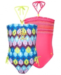 Amp up her warm-weather wear with one of these vibrant one-piece swimsuits from Rocawear. (Clearance)