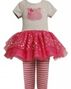 Pink Sequin Kitty Cat Face Tutu Dress / Legging Set PI3SX,Bonnie Jean Little Girls