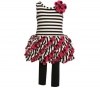 Size-6, Fuchsia, BNJ-7736R 2-Piece Ruffle Skirt Pant Set,R37736 Bonnie Jean Little Girls Party Dress