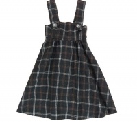 Aqua Plaid Jumper - Girl's Black Small