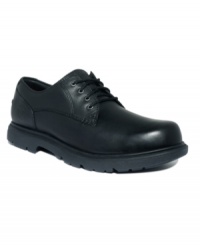 A rugged, all-weather pair of oxford men's casual shoes that looks as good in the office as it does on the urban trail. Unique Smart Comfort™ chassis keeps you comfortable through the longest days. Guaranteed waterproof leather upper and leather/manmade lining. Manmade outsole. Rubber lug sole. Imported.