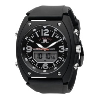 U.S. Polo Assn. Men's US9052 Analog-Digital Black Dial Black Rubber Strap Watch