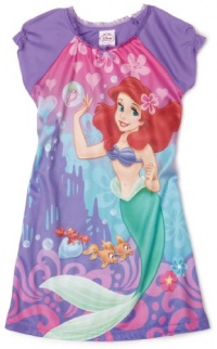 AME Sleepwear Girls 7-16 Little Mermaid Wave Mermaid Sleepwear Set, Purple, 4T