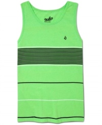 Laying it on the line. This striped tank from Volcom makes summer style a breeze.