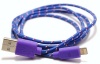 Purple 3ft 8 pin to USB Braided High Quality Durable Charging / Data Sync Cable fits iPhone 5