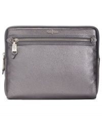 Give your favorite gadget a glam update with this posh, pebbled leather tablet case from Cole Haan. Dressed up in signature silver-tone hardware and discrete exterior pockets, its protective interior keeps everything safe and sound.