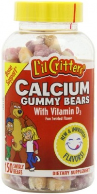 L'il Critters Calcium Gummy Bears with Vitamin D3, Fun Swirled Flavor, 150-Count