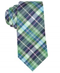 Polish up your everyday business look with this standout plaid silk tie from Ben Sherman.