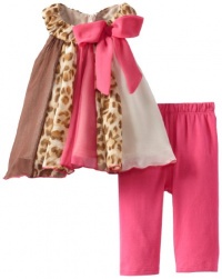 Bonnie Baby-girls Newborn Chiffon Leopard Legging Set, Fuchsia, 6-9 Months