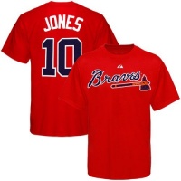 MLB Majestic Atlanta Braves #10 Chipper Jones Youth Red Player T-shirt