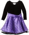 Bonnie Jean Girls 2-6X Stretch Velvet Bodice Dress With Drop-Waist Organza Skirt