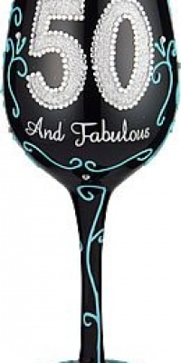 Bottom's Up 15-Ounce 50 and Fabulous Handpainted Wine Glass