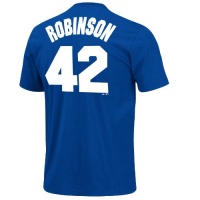 MLB Brooklyn Dodgers Jackie Robinson Cooperstown Collection Deep Royal Basic T-Shirt, Deep Royal