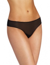 Josie by Natori Women's Fishnet Overlay Cheeky Thong, Black, Small