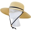 Sloggers Original Women's Wide Brim Braided Hat with wind lanyard, Light Brown, Wo's Size Medium, Style 442LB-UPF 50+