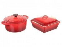 Le Creuset Signature Cast Iron and Stoneware, 4-Piece, Cherry