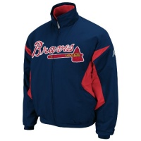 MLB Atlanta Braves Long Sleeve Lightweight Full Zip Thermabase Premier Jacket, Navy/Red