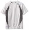 Champion Boys 8-20 Double Dry Colorblock Short Sleeve Tee, White/Smoked Pearl, 10-12