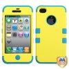 MYBAT IPHONE4AVHPCTUFFSO011NP Premium TUFF Case for iPhone 4 - 1 Pack - Retail Packaging - Yellow/Tropical Teal