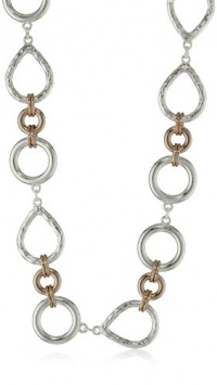 T Tahari Silver and Rose Gold Link Necklace