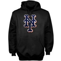 MLB Majestic New York Mets Black Suedetek Logo Hoodie Sweatshirt