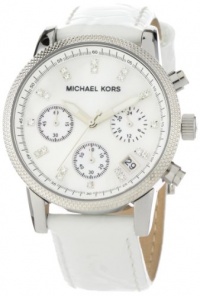 Michael Kors Women's MK5049 White Leather Round Chronograph Watch