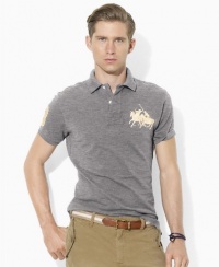 Polo Ralph Lauren Shirt, Custom-Fit Short-Sleeved Dual Match Cotton Mesh Polo, Dusty Grey