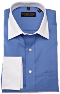 Trump Men's Spread Collar Twill Solid Woven Shirt