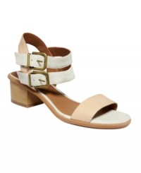 The Leyna sandals by Lucky Brand are a glam choice for sunny days with their subtle colorblocked upper and vintage-inspired silhouette.