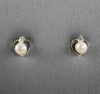 Givenchy Earrings, Silver-Tone Small Pearl Heart with Crystal Accent Stud Earrings