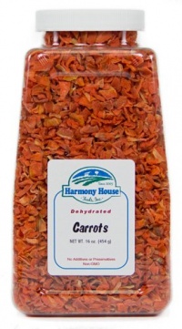 Harmony House Foods, Dried Carrots, Diced, 16 Ounce Quart Size Jar