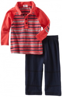 Splendid Littles Baby-boys Infant Capeside Stripe Polo and Pant Set, Paprika, 6-12 Months