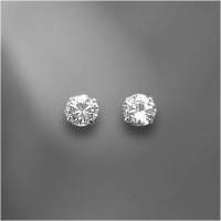 14K White Gold 6mm 1ct CZ Earrings New in Gift Box