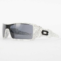 Oakley Oil Rig in White w/Text / Grey Sunglasses (03-461)