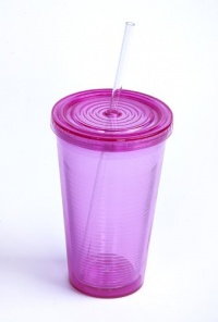 BPA Free 16 oz. Double Wall 2Go Cup with Straw and Lid (Pink)